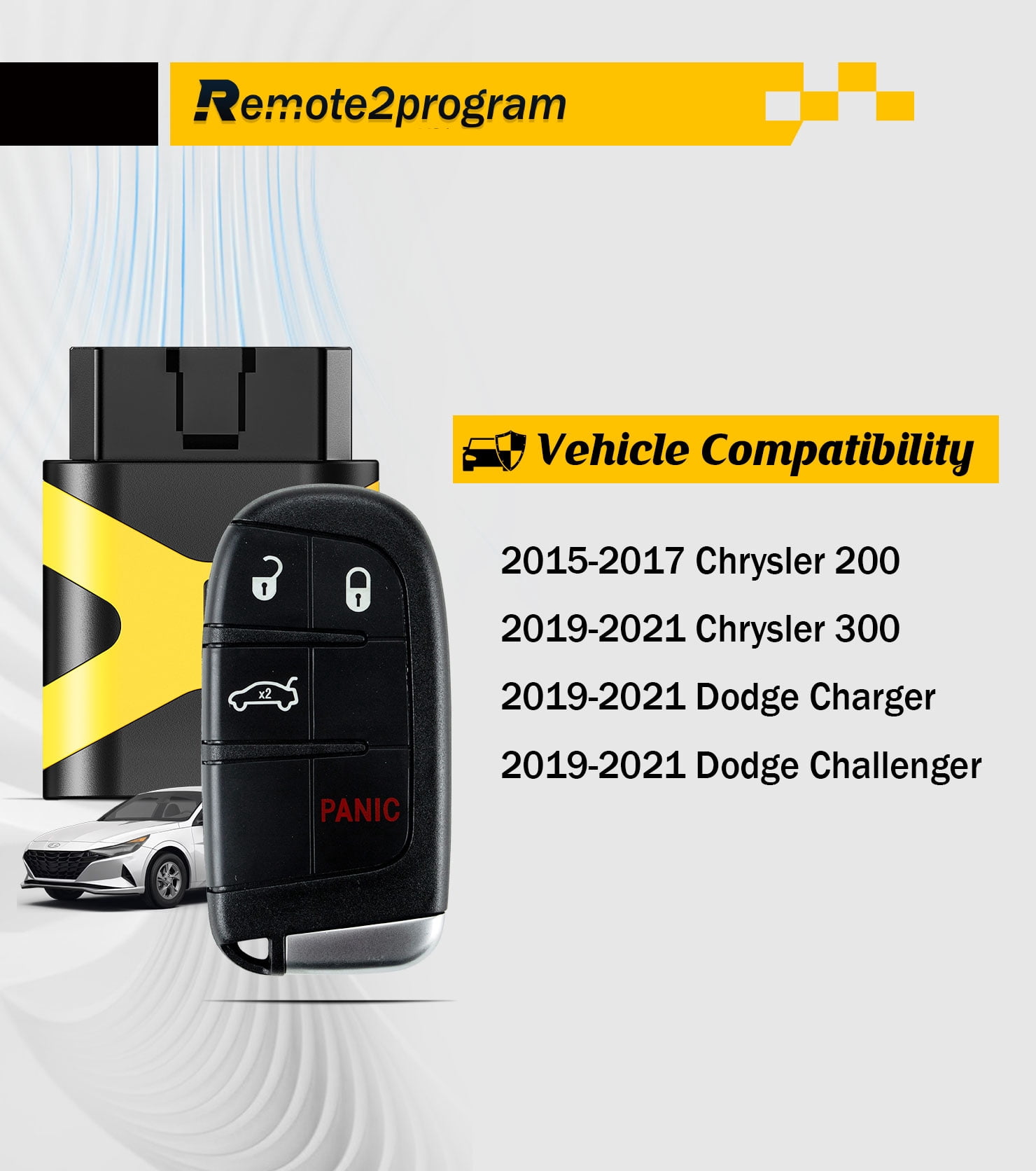 OBD Tool Smart Car Key Programmer Tool and Keyless Entry Remote Replacement for Chrysler 200/300/ and for Dodge Charger/Challenger with FCC: M3N-40821302