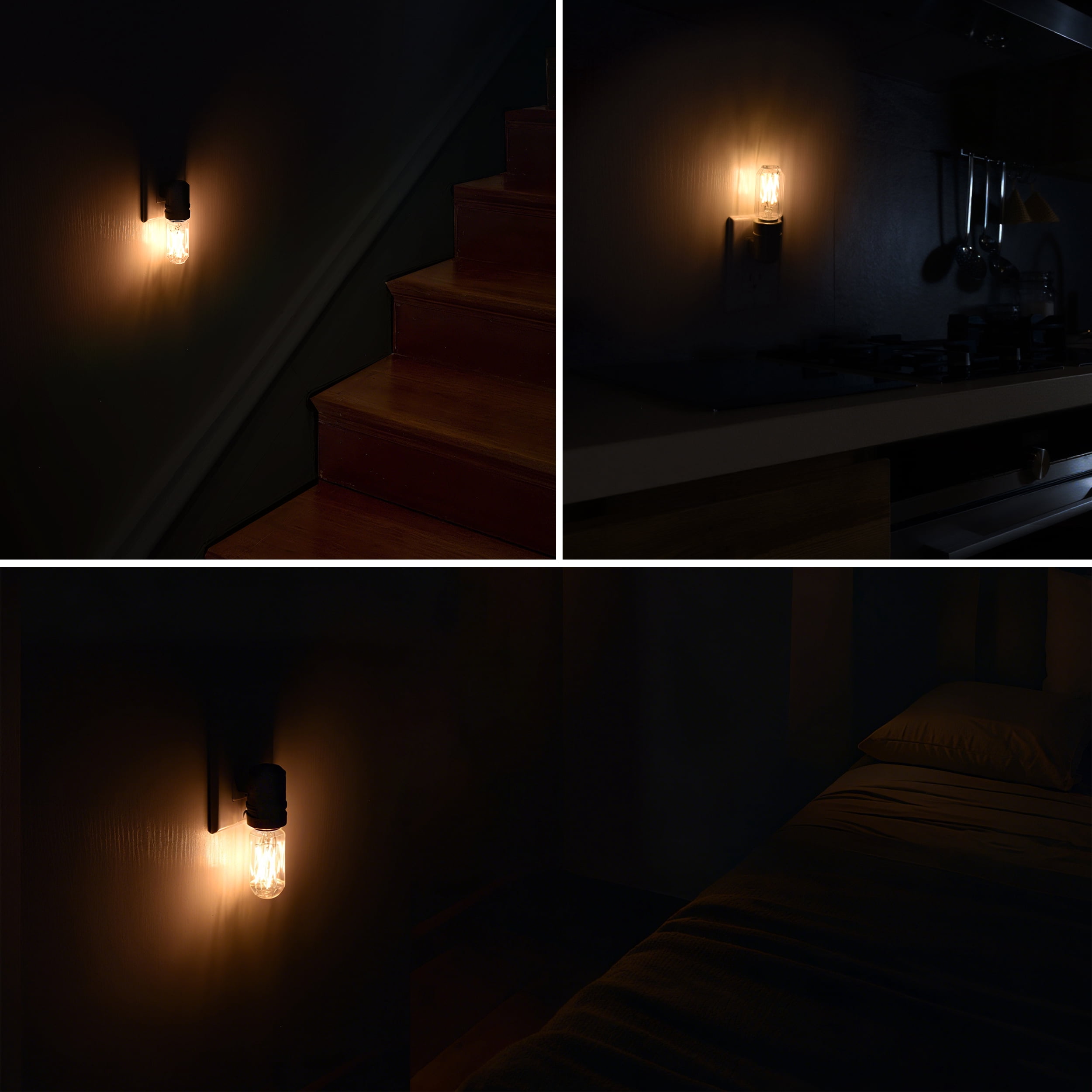 (2 pack) Better Homes & Gardens 4.25"H Nickel LED Vintage Night Light, Soft White Dusk to Dawn Auto on & off