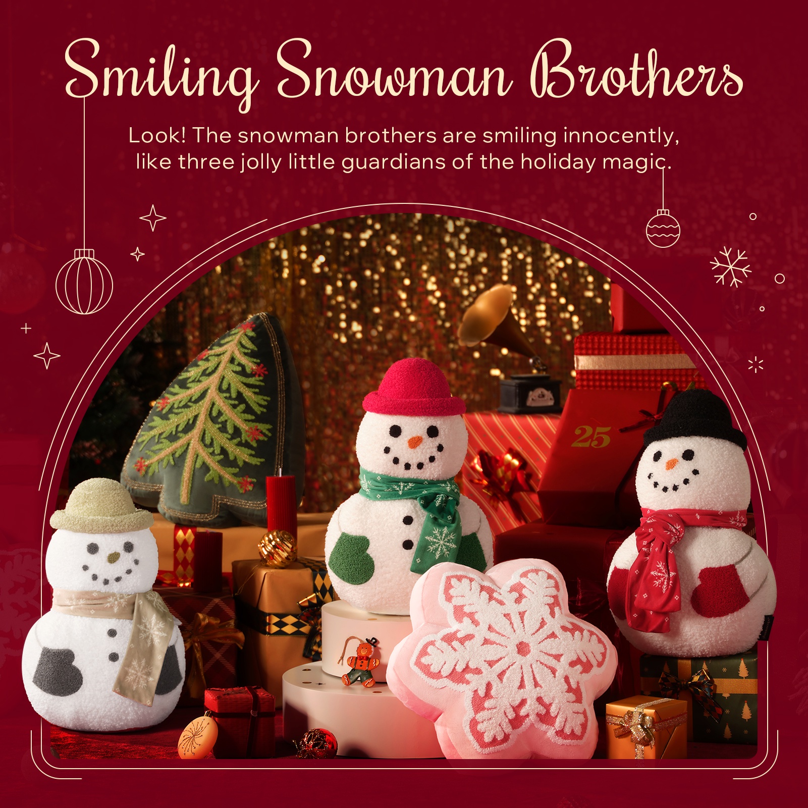 Phantoscope Christmas Series Decorative Snowman Boy Polyester Decorative Pillow,green,16.5 x 10.5 inch