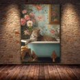 thumbnail image 3 of Leopard in Blue Bathtub Canvas Wall Art, Floral Bathroom Prints Painting for Bathroom Living Room Bedroom Decor, Framed Ready to Hang Ready to hang-30"L x 20"W, 3 of 10