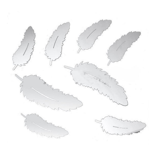 Pegatinas de pared de espejo de plumas 3D extraíbles papel tapiz de acrílico DIY calcomanías de decoración de habitación en casa 8 piezas Speravity JJ11034-02