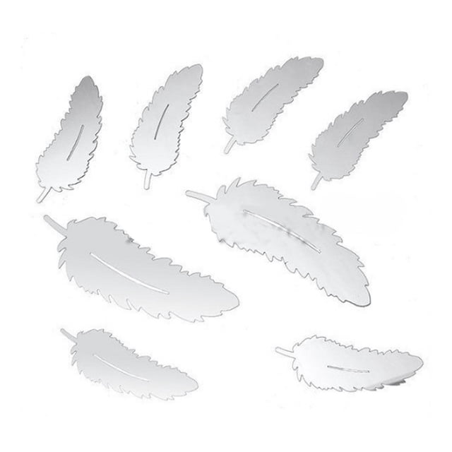Pegatinas de pared de espejo de plumas 3D extraíbles papel tapiz de acrílico DIY calcomanías de decoración de habitación en casa 8 piezas seitruly JJ11034-02