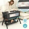 thumbnail image 3 of Poit Portable Baby Bassinet, Adjustable Bedside Sleeper for Infants up to 18 Months, Dark Gray, 3 of 8