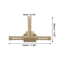 thumbnail image 4 of Unique Bargains 3 Pcs 4mm 0.16" Brass Car Barb Hose Fitting T Shape 3 Way Connector for Joiner Air Water Fuel Gas, 4 of 6