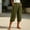 Army Green, variant on Capri Pants for Women Linen Wide Leg Loose Fit with Drawstring Elastic Waist Casual Summer Cuffed Pants with Pockets, 2XL