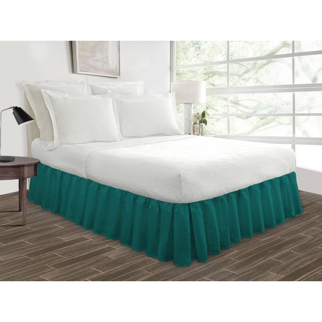 Jupe de Lit à Volants, Ajustement Facile, Retombée de 14 Pouces, en Microfibre, Jupe de Lit Décorative Format Simple TG, Sarcelle