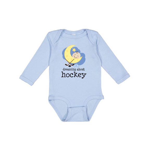 Inktastic Dreaming About Hockey Boys or Girls Long Sleeve Baby Bodysuit