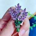 thumbnail image 4 of Yesbay Faux Crystal Lavender Flower Brooch Rhinestone Elegant Clothing Accessories Women Business Suit Lapel Pin Jewelry Gift, 4 of 7