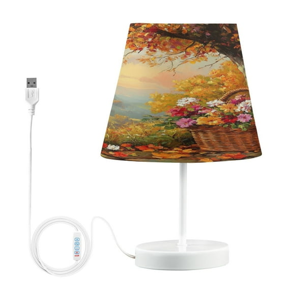 BZSMCE Table Lamp Creative Basket Of Flower by Tree Simple Pattern Night Light