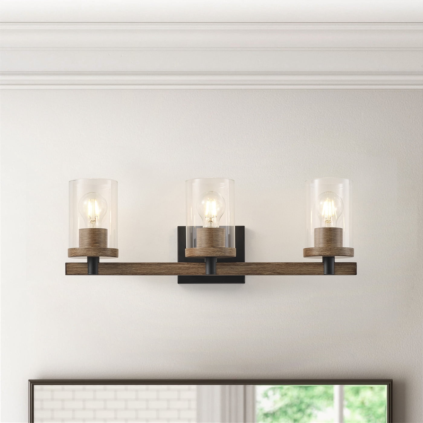 Classic 3-Light Wall Sconce Cylinder Vanity Lighting Minimalist Rustic Light Fixture with Clear Glass Shade