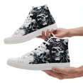 thumbnail image 6 of Coolcustomize Men's Gothic Pirate Skull High-Top Sneakers - Black Casual Streetwear Shoes with Intricate White Skull & Floral Design, Lace-Up Closure Casual Boots, Gothic Shoes, Trendsetting Footwear, 6 of 10