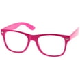 thumbnail image 3 of zeroUV Unisex Retro Wide Temple Clear Lens Horn Rimmed Eyeglasses 54mm (Pink / Clear) - 54mm, 3 of 5