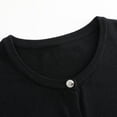 thumbnail image 6 of Womens Crew Neck Button Down Cardigan Graphic Loose Open Front Sweater Lightweight Long Sleeve Knitted Coats (Black 3XL ), 6 of 6