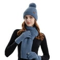 thumbnail image 4 of Audhol Winter Neck Warmer Gaiter Fleece Windproof Face Mask Cover Autumn Winter Solid Hat Scarf Glove Three Piece Ear Outdoor Warmth Set Winter Scarf Neck Blue One Size, 4 of 4