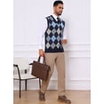 thumbnail image 5 of DARING DIVA Men's Casual Knit Sleeveless V-Neck Plaid Argyle Sweater Vest L Navy Blue, 5 of 7