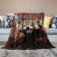 thumbnail image 2 of Chilfamy Red Panda Tree Tongue Out Flannel Throw Blanket for Couch Sofa Bed Office Travel Camping School, Super Soft All Seasons Blanket 3 Sizes 40x50in, 2 of 6