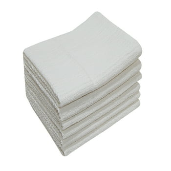 Mainstays 6-Piece Bar Mop Kitchen Towel Set, Solid White