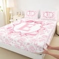 thumbnail image 4 of Feelyou Rose E Initial Queen Sheet Sets for Girls Kids, Reteo Princess Bow Bed Set, Pink White, 4 Pieces, 4 of 5