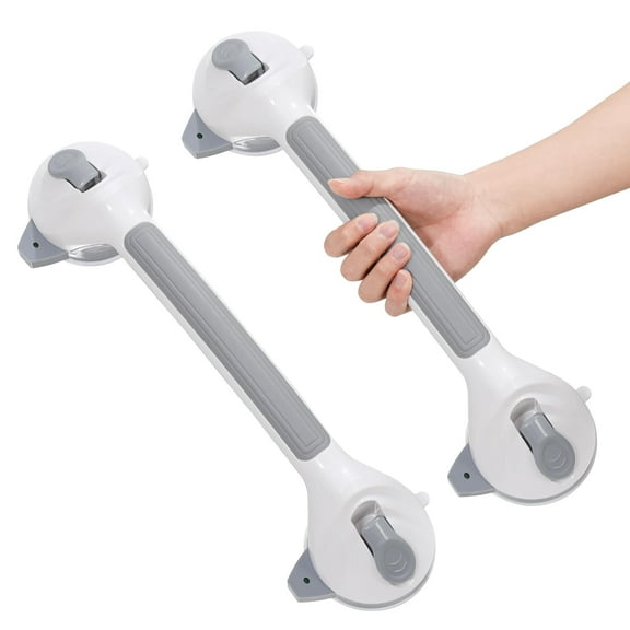 Shower Handles for Elderly, Safety Grab Bars, Removable, Gray, 16.5 Inch (2 Pack)
