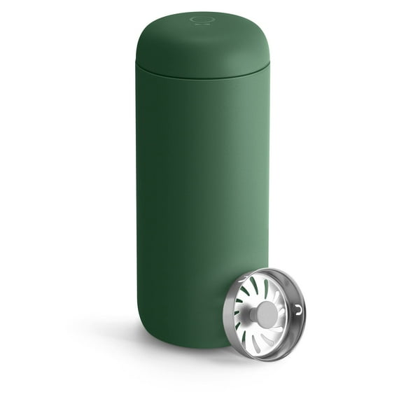 Fellow Carter Move Travel Mug - Vacuum-Insulated Stainless Steel Coffee and Tea Tumbler with Ceramic Interior and Splash Guard, Cargo Green, 16 oz Cup