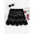 thumbnail image 3 of ZAFUL Women Leisure Drawstring Scalloped Edge Crochet Skirt Black M, 3 of 5