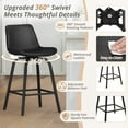 thumbnail image 3 of LUE BONA 360° Swivel Bar Stools Set of 2, 26 Inch Counter Height Bar Stools, Modern Faux Leather with Enlarged Seats, Metal Legs for Kitchen Island, Dining, Black, 3 of 7
