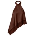 thumbnail image 5 of IUYRTFE Women's Halter Neck Satin Lace Trim Top Sleeveless Elegant Summer Flowy Blouse, 5 of 5