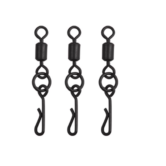 30 Pcs Émerillons Roulants pour la Pêche à la Carpe Noir Mat Corps Long Changement Rapide avec Connecteur à Anneau Accessoires de Pêche à la Carpe 32mm-30 Pcs
