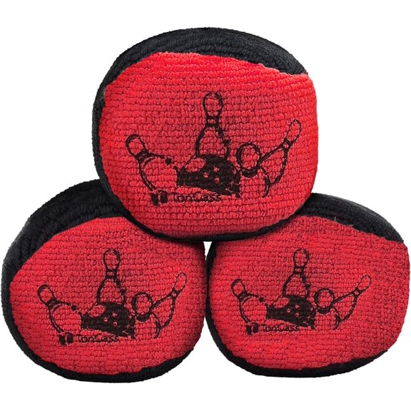 (3-Pack, Black and Red Microfiber Ultra Dry Bowling Grip Ball, Microfiber Bowling Grip Bags, Bowlings Powder Bag for Hands Use