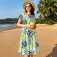 thumbnail image 4 of Xecao Robe Midi à Manches Courtes pour Femmes Été avec Poches Robe Décontractée Fluide T-Shirt Robe de Plage, 4 of 6