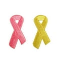 thumbnail image 2 of Altotux 2" X 1" Self Adhesive Pink Breast Cancer Awareness Yellow Ribbon Embroidered Patch Sticker Iron Sew On Applique (Yellow), 2 of 2