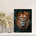 thumbnail image 2 of Qisvanset 12x16 Inch Framed Canvas Wall Art Blue Eyed Lion Vibrant Floral Jungle Majestic Animal Home Wall Art, 2 of 8