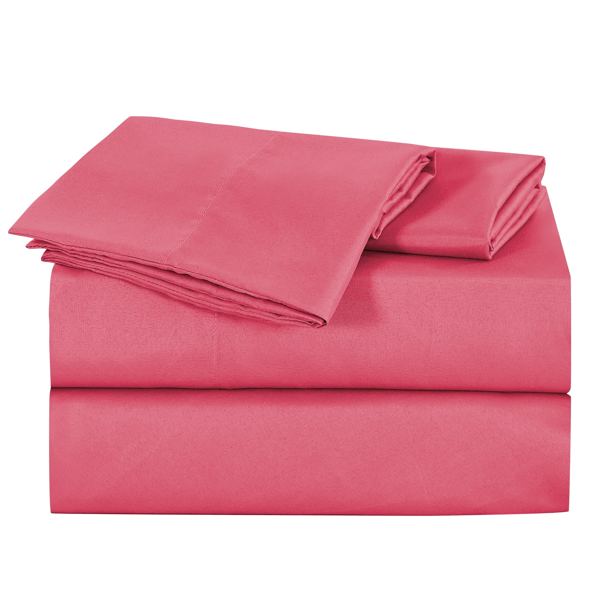 4-Piece Microfiber Bed Sheet Set,Soft Wrinkle‑Resistant Bedding,CAL.KING,Pink