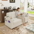 thumbnail image 2 of 68" Chenille Two Seater Couch, Living Room Loveseat with Usb Charging, Upholstered Loveseat with Storage for Living Room, Beige, 2 of 9