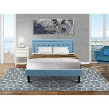 East West Furniture 2-piece Wood Queen Bedroom Set in Denim Blue/Butter Cream East West Furniture 2-piece Wood Queen Bedroom Set in Denim Blue/Butter Cream