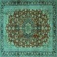 thumbnail image 1 of Ahgly Company Indoor Square Medallion Turquoise Blue Traditional Area Rugs, 3' Square, 1 of 4
