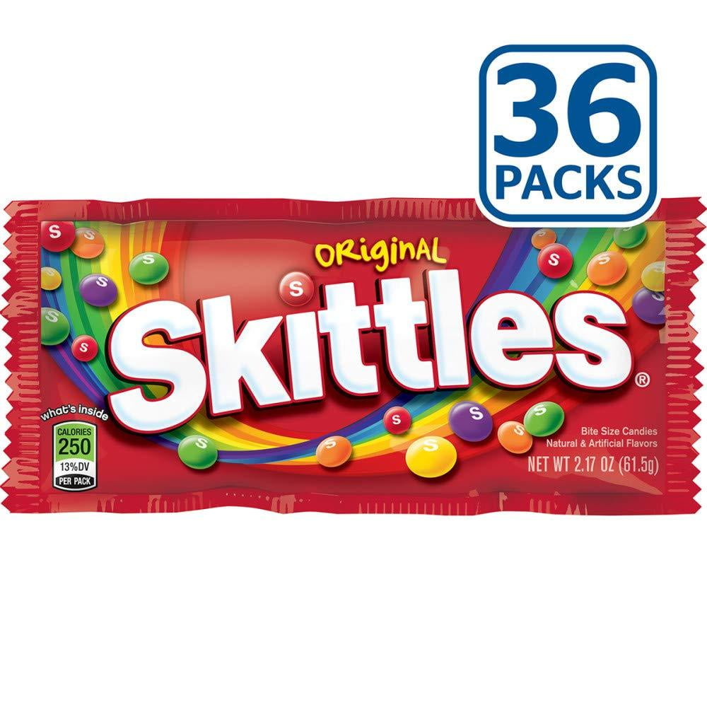 SKITTLES Original Chewy Candy Bulk Pack, Full Size, 2.17 oz Bag (Pack of 36)