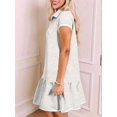 thumbnail image 4 of Womens Summer Oversized Sweatshirt Dress Casual Sleeveless Quarter Zip Ruffle Hem Pullover Mini Dresses Light Gray L, 4 of 9