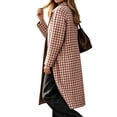 thumbnail image 6 of Dzrciro Plaid Long Coat for Women, Long Sleeve Lapel Open Front Button Checkered Trench Coat, Elegant Fashion Fall Outerwear S-2XL, 6 of 8