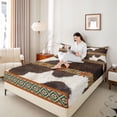 thumbnail image 4 of jejeloiu Retro Aztec Print Twin Sheet Sets,Farmhouse Cowhide Bedding For Boys Teens 3pcs, 4 of 7