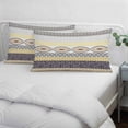 thumbnail image 3 of Yellow Grey Geometric Pillow Covers, Linen Long Throw Pillow Case, Boho Vintage Country Flowers Leaves Holiday Pillow Protector Decorative Cushion Cover for Living Room/Bedroom 16" x 24", 3 of 8