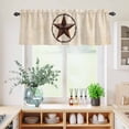 thumbnail image 5 of 3 Piece Kitchen Curtains and Valances Set Texas Star Farmhouse Cafe Curtains 24 Inch Length Western Country Stars Retro Valance & Tier Curtain for Living Room Bedroom Small Window 54"x18"+27"x24"*2, 5 of 6