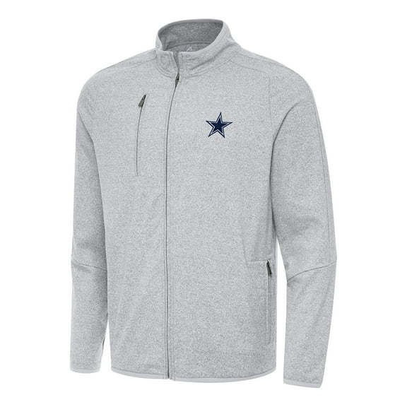 Men's Antigua Heather Gray Dallas Cowboys Hold-Up Tri-Blend Full-Zip Jacket