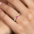 thumbnail image 4 of Gem Stone King 14K Two Tone Gold Pink Created Sapphire and Lab Grown Diamond Engagement Ring for Women | 1.43 Cttw | Round 5MM | Gemstone September Birthstone | Size 6, 4 of 6