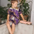 thumbnail image 4 of Balery Purple Gold Marble Swirls Conjunto de Pijama Infantil de Manga Corta con Estampado – Ropa de Dormir de Algodón Suave-Medium, 4 of 6