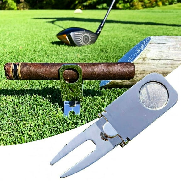 JUNWELL Magnetic Cigar Holder Golf Divot Repair Tool & Ball Marker Golf Accessories Cigar Holder