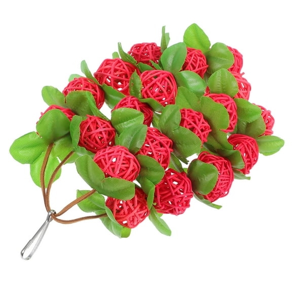 Masteelf Hanging Rattan Ball Toy for Birds Made of Plastic Red Color with Hook for Cage Decor 1 String