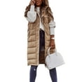 thumbnail image 6 of Women Warm Keeping Long Gilet Solid Colour Sleeveless Zipper Puffer Jacket Hooded Waistcoat Midi Length Down Vest Thicken Quilted Coat Padded Outwear Streets, 6 of 6