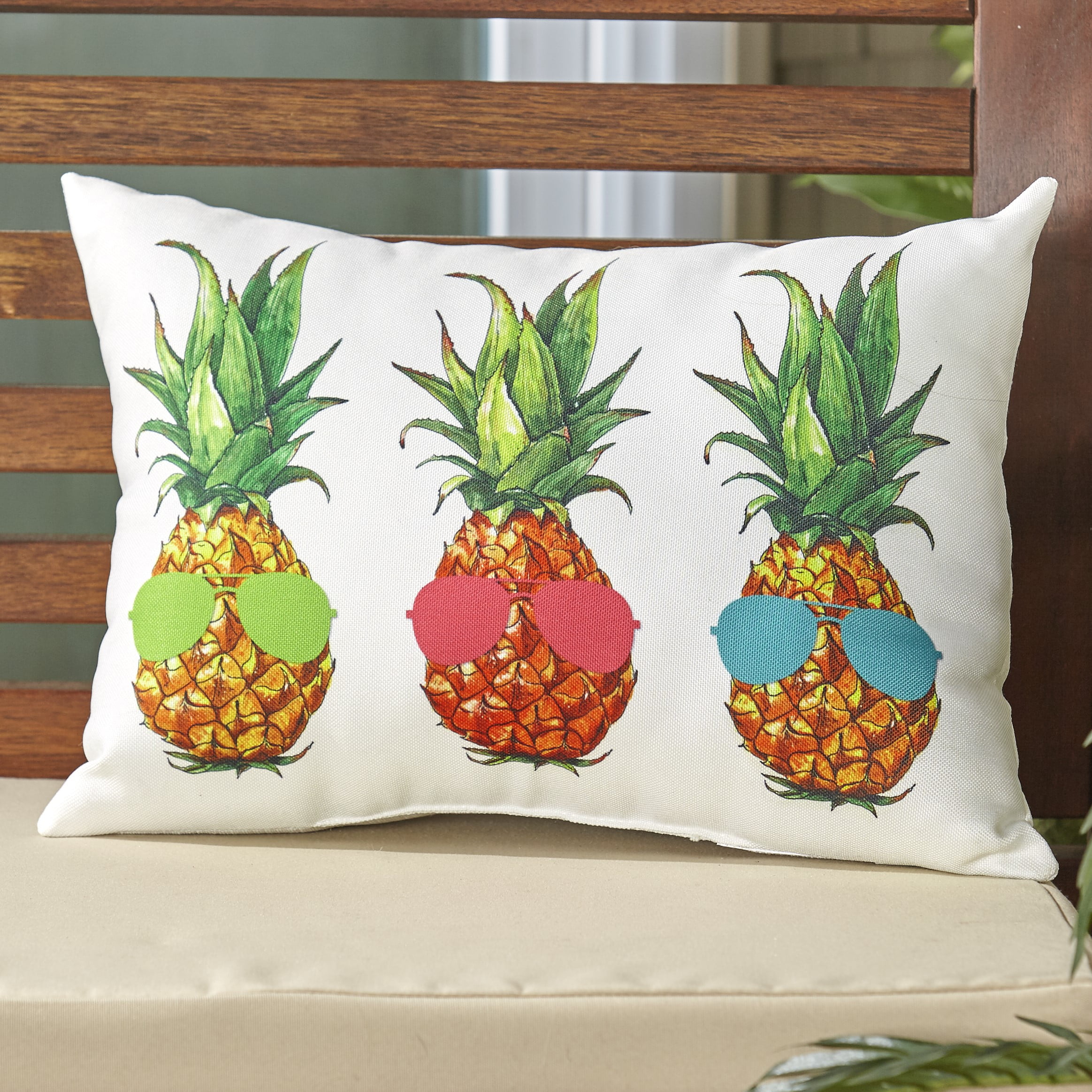 Decorative Throw Pillow Indoor/Outdoor Summer Theme Pillow 13"x18" Pineapples Wearing