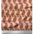 thumbnail image 1 of Soimoi Pink Velvet Fabric Brown Paisley Print Sewing Fabric Yard 58 Inch Wide, 1 of 1